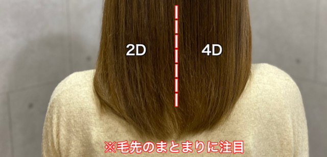 ヘアビューロンストレート 4Dと2Dで仕上げた毛先