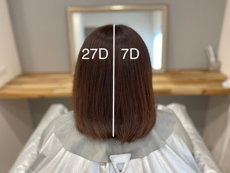 ヘアビューロンストレートの27Dと7Dの仕上がりを比較